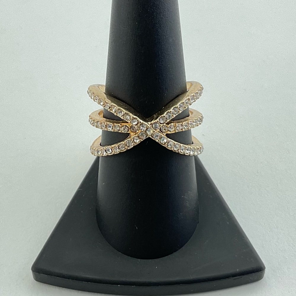 Clear CZ Highway Ring Size 9.25 Simulated Diamond Gold Plate